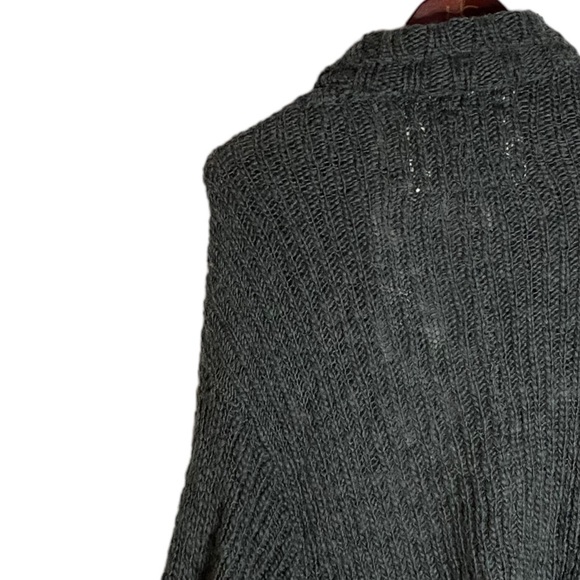 Abercrombie and Fitch Chunky Knit Waterfall Open Front Gray Dolman Cardigan M L - Picture 11 of 14